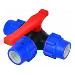 Avstängningskulventil, 32 mm trevägs kulventil Snabbkoppling Pvc Pe Pipe Quick Switch T-koppling (storlek: 32 mm, färg: Blå Svart Slumpmässig)