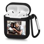 Design Your Own Airpods Case with Custom Photo and Text, Personalized Soft TPU Cover Compatible with Airpod Case 1st and 2nd Generation (Black)