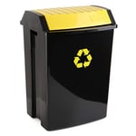 TATAY Poubelle de Recyclage, Capacité 50L, Couvercle Basculant, Polypropylène, Sans BPA, Protection Solaire, Jaune. Mesure 40,5 x 33,5 x 57,5 ​​cm