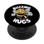 Buzzing Hugs Cute Bee Flying with a Smile PopSockets Swappable PopGrip