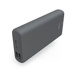 Hama Power Bank 24000 mAh (Batterie Externe, 1 USB C + 2 USB A, Power Pack Fast Charge, Batterie pour Smartphone, Tablette, Haut-Parleur Bluetooth, Voyants LED, Chargeur Portable + Cable 0.25m) Gris