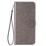 TANYO Case Suitable for Xiaomi Mi 10T Pro 5G, Stylish Leather Full-Cover Phone Case, 3 Card Slot, Magnetic Closure and Flip Stand Wallet Case. Gray