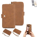 2in1 protection case for Motorola Moto G73 5G wallet brown cover pouch