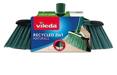 Vileda Balai Recycled 2 en 1, Balai pour intérieur, 85% de matériau recyclé, Fibres 100% recyclées, Fibres Noires pour poudres Fines, Fibres Vertes pour Poils et Cheveux, fabriqué en Italie, Love It