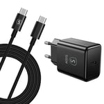 SiGN Lenovo Tab Snabbladdare USB-C PD 20W med USB-C kabel, 2m - Svart