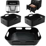 3PCS Moule Silicone Air Fryer seulement pour Cecotec 9L Cecofry Dual 9000, Réutilisable Accessoires Air Fryer pour Cecofry Dual 9000, Silicone Accessoires Friteuse à Air sans Huile(1 * 9 l+2 * 4,5 l)