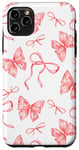Coque pour iPhone 11 Pro Max Ruban corail motif nœuds Coquette aquarelle Art