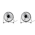 Status USB Desk Fan | 4 Inch Portable Mini Fan | Single Speed Small Fan | Black | SUSBBLKWFAN1PKB4_OOP (Pack of 2)