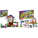 LEGO 41679 Friends Forest House Toy, Treehouse Adventure Set with Mia Mini Doll and Kayak Boat Model & 41441 Friends Horse Training and Trailer Building Set with Stables and Car, Toy for Kids 4+