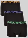 Emporio Armani Bodywear Shiny Logoband 3 Pack Trunks - Black, Black, Size M, Men