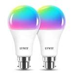 LVWIT 12W Smart Bulb B22, A70 Smart Life Bulb,100 Watt Equivalent,High 1521LM, Dimmed Smart Light Bulb B22,Compatible with Alexa,Echo,Tuya and Google, (Pack of 2)