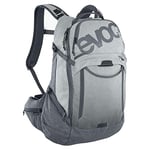 EVOC TRAIL PRO 26l protector backpack for bike tours (LITESHIELD PLUS back protector, lightweight bike backpack, wide hip fins, 3l hydration bladder compartment, size: S/M), stone grey/carbon grey