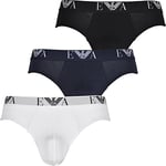 Emporio Armani Men's 3-pack Essential Monogram Boxer Briefs, Multicolour, XL UK