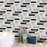 LUOWAN 9 Sheets Wall Tile Stickers Black and White Tiles Peel and Stick Backsplash Self-Adhesive Decals Home Decoration DIY Splashbacks Tile Paint Stick on Tiles Ideas for Bathroom Kitchen Decor