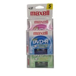 Maxell DVD-R Camcorder Color 5 Pack 30 Min 1.4 GB Brand New Sealed