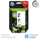 Original HP 62 Black & Colour Ink Cartridges - For HP ENVY 5640 Printers