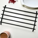 Black Rectangle Trivet Steel Kitchen Serving Hot Pan Plate Stand Worktop Saver