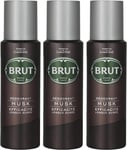 Brut Deodorant Body Spray Musk Long Duree 200Ml THREE PACK