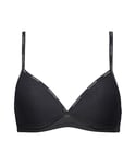 Calvin Klein Womens 000QF4683E Sheer Marquisette Triangle Bra - Black Nylon - Size 14 UK