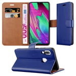 MAA Case For Galaxy A40 Phone Case Luxury Leather Magnetic Flip Card Holder Wallet Stand View Protective Cover For Samsung Galaxy A40 (Blue)