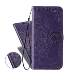 COTDINFORCA Huawei Y6P Case Flip for Girls,Wallet Cover Bookstyle Pu Leather Flip Magnetic Strap Retro Elegant Shockproof Slim Stand Case For Huawei Y6P Half Mandala Blue SD