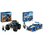 LEGO City Le Monster Truck Bleu, Jouet Camion Tout-Terrain et Minifigurine de Conducteur & 60312 City La Voiture de Police, Jouet pour Enfants dès 5 Ans avec Minifigure Officier
