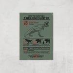 Jurassic World How To Survive A T-Rex Encounter Giclee Art Print - A3 - Print Only
