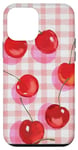 Coque pour iPhone 12 mini Rouge cerise sur carreaux rose vichy buffle