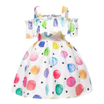 Kids Baby Girls Polka Dot Cold Shoulder Party Wedding Swing White 3-4 Years