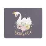 Beautiful White Romantic Swan Princess with Crown and Floral Flowers Rectangle Non-Slip Rubber Mousepad Mouse Pads/Mouse Mats Case Cover for Office Home Woman Man Employee Boss Work