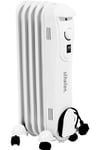 White Portable Electric Slim Oil Filled Radiator Heater with Adjustable Temperature Thermostat, 3 Heat Settings & Safety Cut Off (1000W - 5 Fin)
