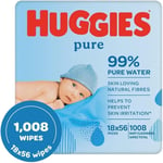 Huggies Pure Baby Wipes, 18x56 Packs (1008 Wipes Total)