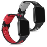 kwmobile Watch Bands Compatible with Huami Amazfit GTS/GTS 2 / GTS 2e / GTS 3 - Straps Set of 2 Replacement Silicone Band - Black/Red/Black/Grey