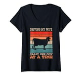 Womens Driving my Wife crazy one animal at time Funny Farm Girl V-Neck T-Shirt