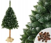 Kunstigt juletræ - 180 cm - på stamme - med sne og glimmer