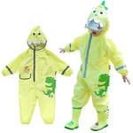 Basinnes Raincoat, Children's Raincoat, Hooded Boy's Rain Coat Jacket Reusable Waterproof Emergency Raincoat with Sleeves,Yellow,L