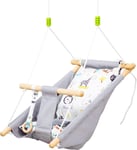 Baby Swing Seat Hanging Hammock Chair Padded Pillow Wooden Frame Soother Grey UK