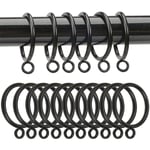 50-pack 38 mm metallgardinringar, gardinstångsringar för gardinstänger och duschhängning (svart)