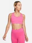 Nike Swoosh Medium Support Bra - Pink/White, Pink/White, Size Xs, Women