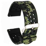 Ekezon 20mm Watch Strap Compatible with Samsung Galaxy Watch 3 41mm/ Galaxy Watch Active 2 40mm/44mm, Silicone Replacement Strap Adjustable Band Strap for Galaxy Watch Active2 (20MM, Green Camo)