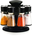 Premium Plastic 8 Jar Herb and Spice Carousel | Rotating Spice Rack with 8 Jars | 20cm Dia x 17cm High