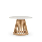 Tom Dixon - Fan Small Natural Side Table, Rund toppskiva i marmor Ø60 - Vit - White - Vit - Sidobord - Trä/Sten