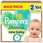 Pampers Harmonie blöjor storlek 2 mini, 4kg - 8kg, maxiförpackning (1x104 blöjor