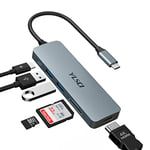 YLSCI USB C Hub, Adaptateur multiport 6-en-1 USB C Hub avec Sortie HDMI 4K, 100W PD, Deux Ports USB 3.0, Lecteur de Cartes SD/TF, connectivité sans Effort pour MacBook Pro, MacBook Air, Surface Pro