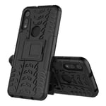 IMEIKONST Tyre Pattern Case for Moto E7，Heavy Duty Design With Kickstand Shock Absorbing Protection Detachable 2 in 1 Cover For Motorola Moto E7 Hyun Black