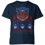 Autobots Classic Ugly Knit Kids' Christmas T-Shirt - Navy - 5-6 Years