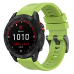 For Garmin Fenix 7 Solar / Sapphire Solar Solid Color Black Buckle Silicone Quick Release Watch Band(Lime green)