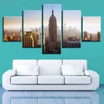 WENXIUF 5 Panel Wall Art Pictures Very tall building,Prints On Canvas 100x55cm Wooden Frame Ready To Hang The Animal Photo For Home Modern Decoration Wall Pictures Living Room Print Decor