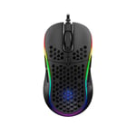 DREVO Owlet Wired RGB Lightweight Gaming Mouse, PixArt PMW3325 with Max 10000 DPI, Ambidextrous Design for Left&Right Hand, 8 Programmable Buttons, Honeycomb Shell with Ultra-Weave Cable。
