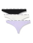 Calvin Klein Women Thongs Tanga (Ff) Pack of 3, Multicolor (Black/White/Pastel Lilac), XL